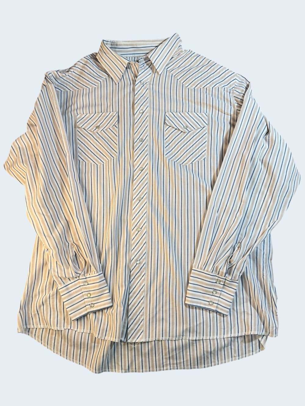 Vintage Wrangler Striped Western Pearl Snap Long Sleeve Shirt
